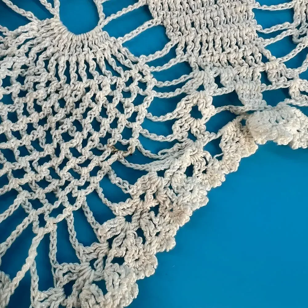 70s Crochet Large Doily Cottage 1970s Vintage